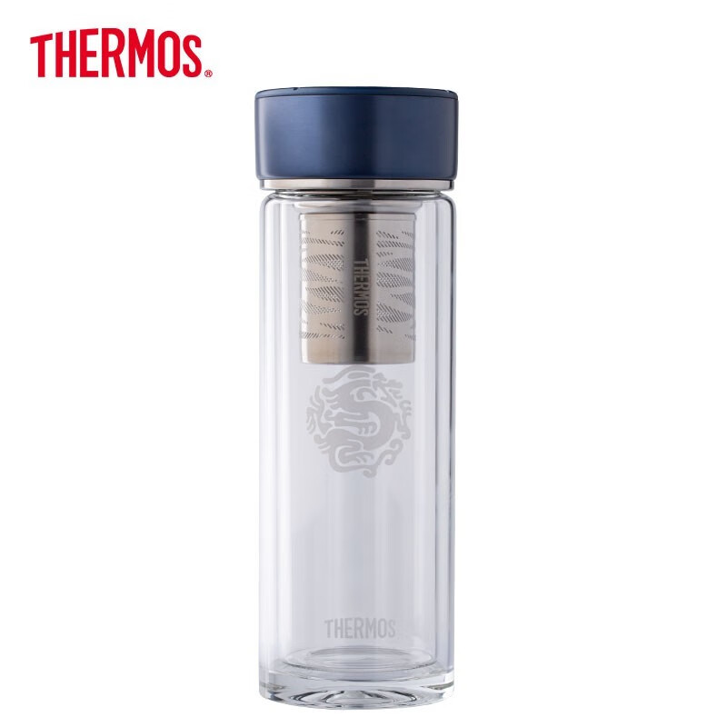 THERMOS膳魔师400ml透明双层玻璃杯TCGD-400-D龙杯（单位：个） 蓝色