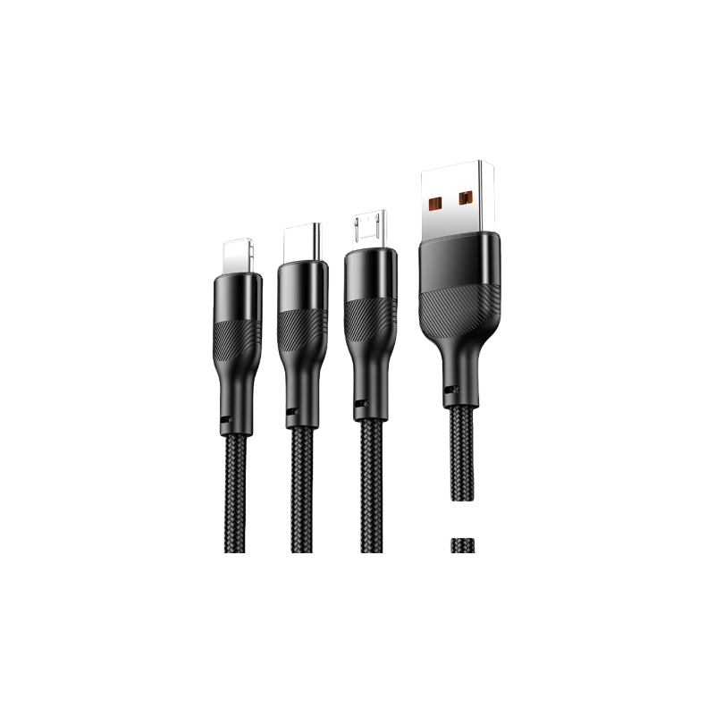 浦诺菲（Pivoful）PUC-S01 100W三合一快充数据线（单位：根） 曜石黑