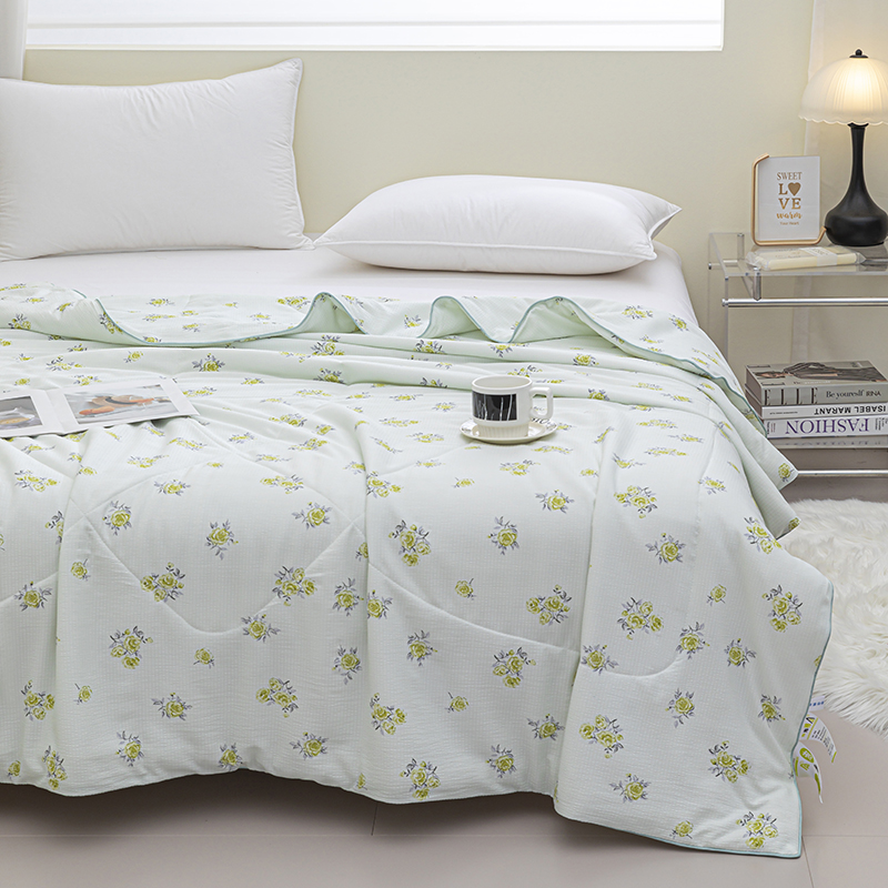 杉杉家纺泡泡纱夏凉被1件180*210cm 绿玫瑰SS-B1077