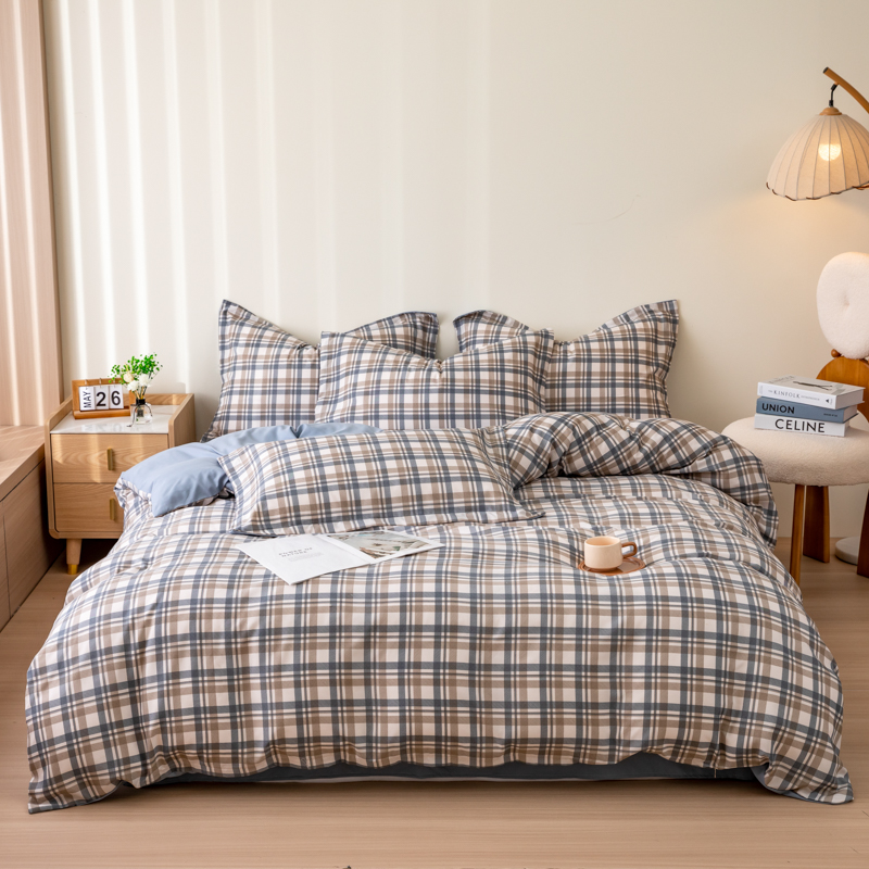 杉杉家纺简约臻品四件套 1.5/1.8米床被套200*230cm 条格灰SS-TJ1058