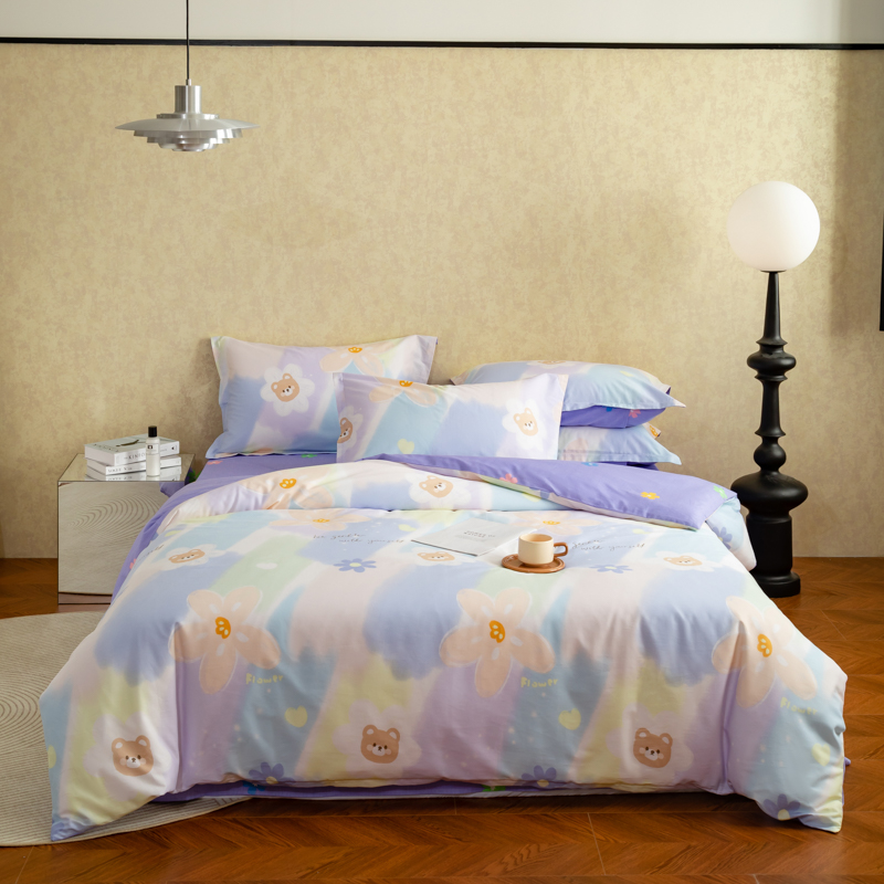 杉杉家纺 全棉活性四件套  1.5/1.8米床 被套200*230cm 元气小熊 SS-TJ1054