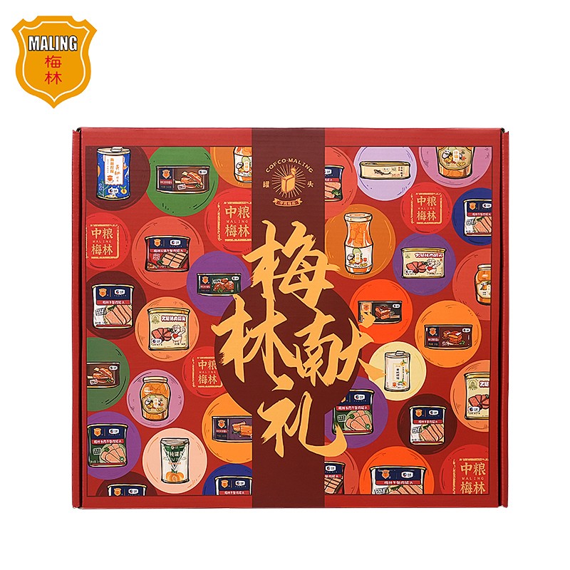 【梅林】合家欢午餐肉礼盒2039g（单位：盒） 红色
