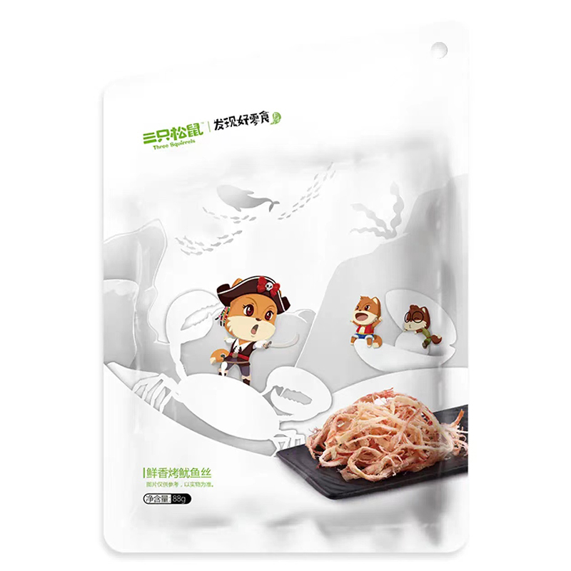【三只松鼠】发现好零食_鲜香烤鱿鱼丝/88g（单位：袋） 白色