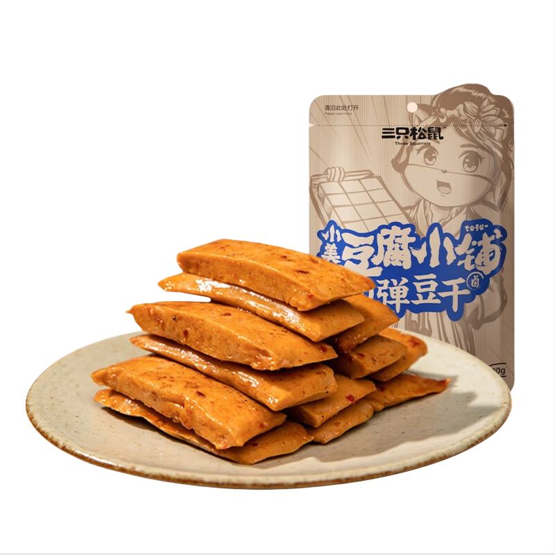 【三只松鼠】小美豆腐西施_Q弹豆干/甜辣味/100g（单位：袋） 黄色
