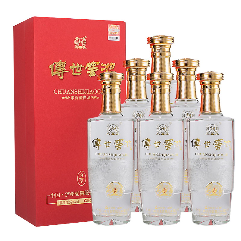 泸州老窖股份公司出品传世窖池9/V 浓香型白酒 52度 500mL*6瓶整箱  