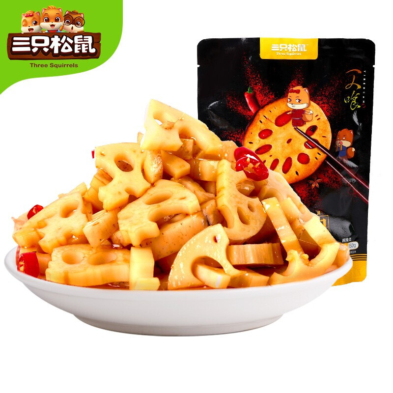 【三只松鼠】一人喰_脆藕片/黑鸭味/150g（单位：袋） 黑色