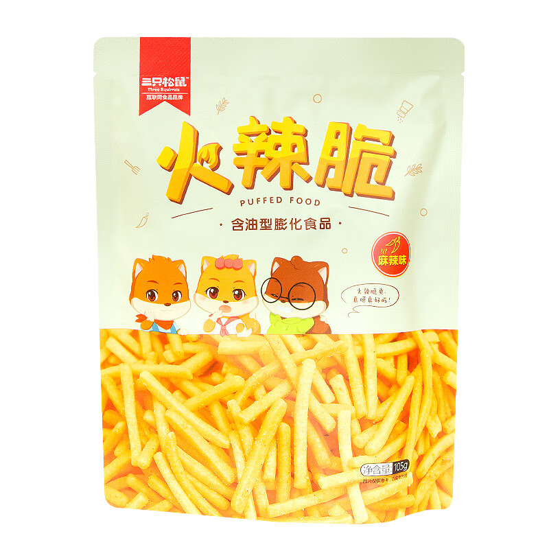 【三只松鼠】贱美酷_火辣脆/++/105g（单位：袋） 黄色