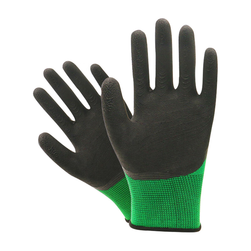 盛港浸胶线手套 尼龙耐磨防滑半胶加厚劳保用品 12双装SGL389　单位：付 雾雨绿