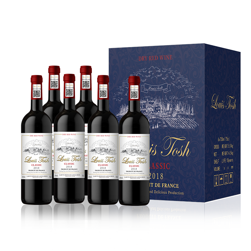 路易拓世庄园干红葡萄酒进口干红葡萄酒高档红酒整箱750ml*6支 整箱  