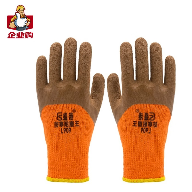 盛港 劳保手套 加绒加厚带胶线手套劳保棉线耐磨纱手套工地作业L909（10付）单位：付 拿铁色