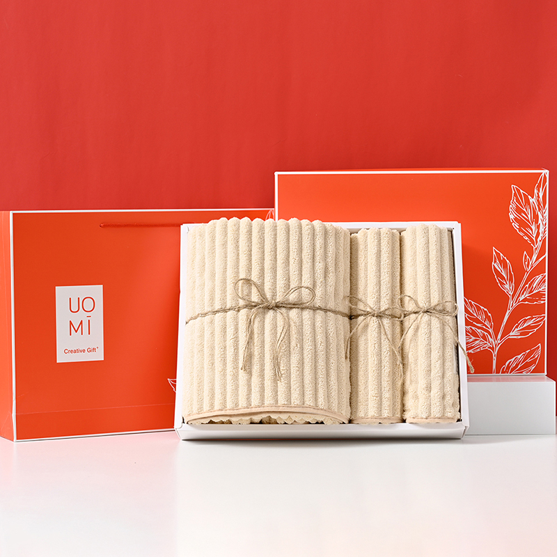 UOMI微米纱1浴巾2毛巾三件套礼盒--美满-3 混色