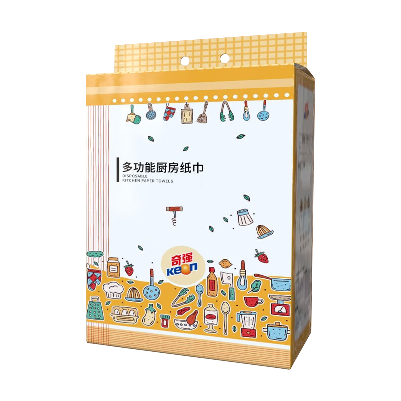 奇强 厨房纸巾 悬挂抽取式 500张(200mmx195mm/张）*3包（单位：提） 本白色