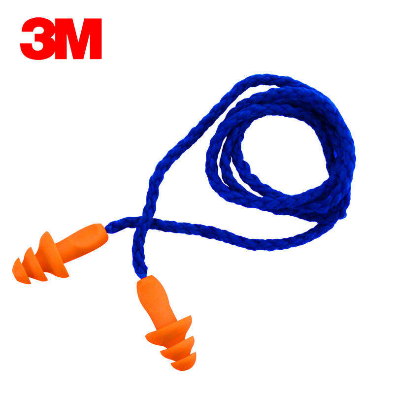 3M1270隔音耳塞硅胶带线防水耳塞游泳学习睡觉用防噪音 可水洗 单位：盒 橙色