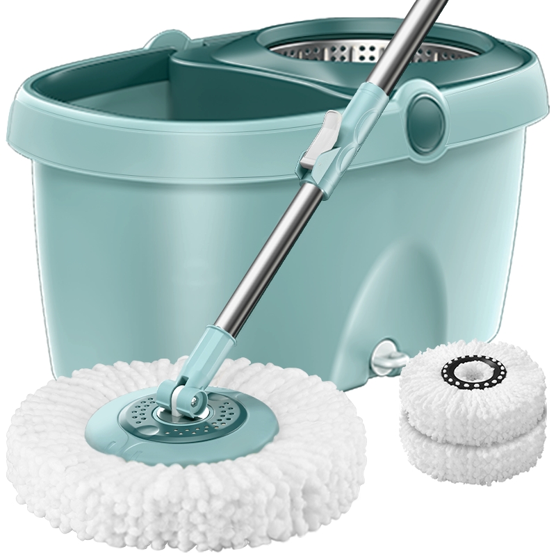 艺姿拖布免手洗旋转拖把 家用手压式 干湿两用 拖地神器 4块布YZ-A110（单位：套） 蓝色