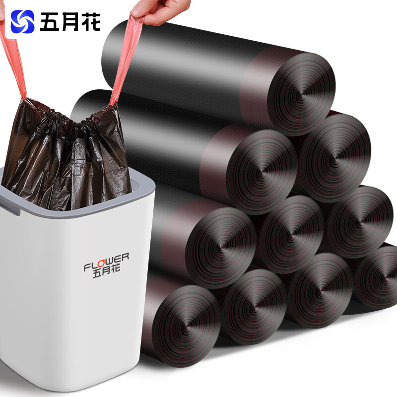 五月花 抽绳垃圾袋 45*50cm*10卷200只装单位：袋 黑色