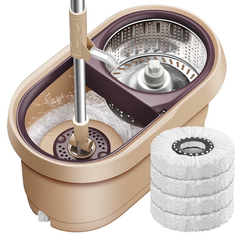 家杰优品 JJ-A15  4个拖把头 双驱动旋转拖把桶 咖色（单位：套）