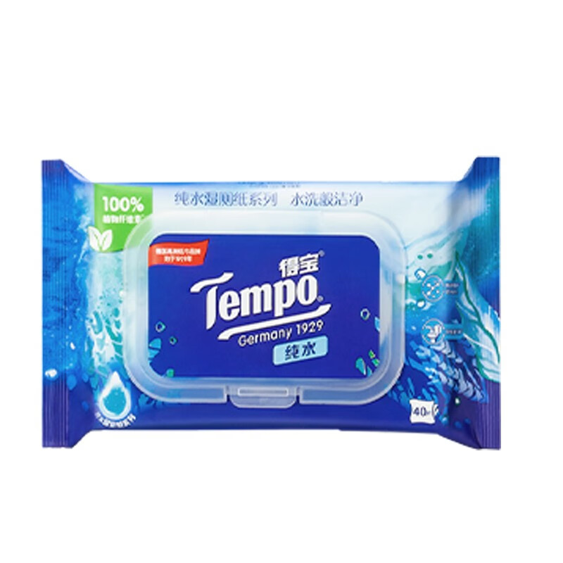 得宝（TEMPO）纯水湿厕纸40片*5包（单位：组） 本白色