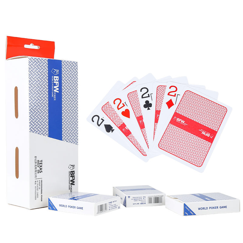 妙记德州扑克牌塑料扑克牌防水磨砂PVC大字扑克【红蓝12副装】单位：副 蓝色