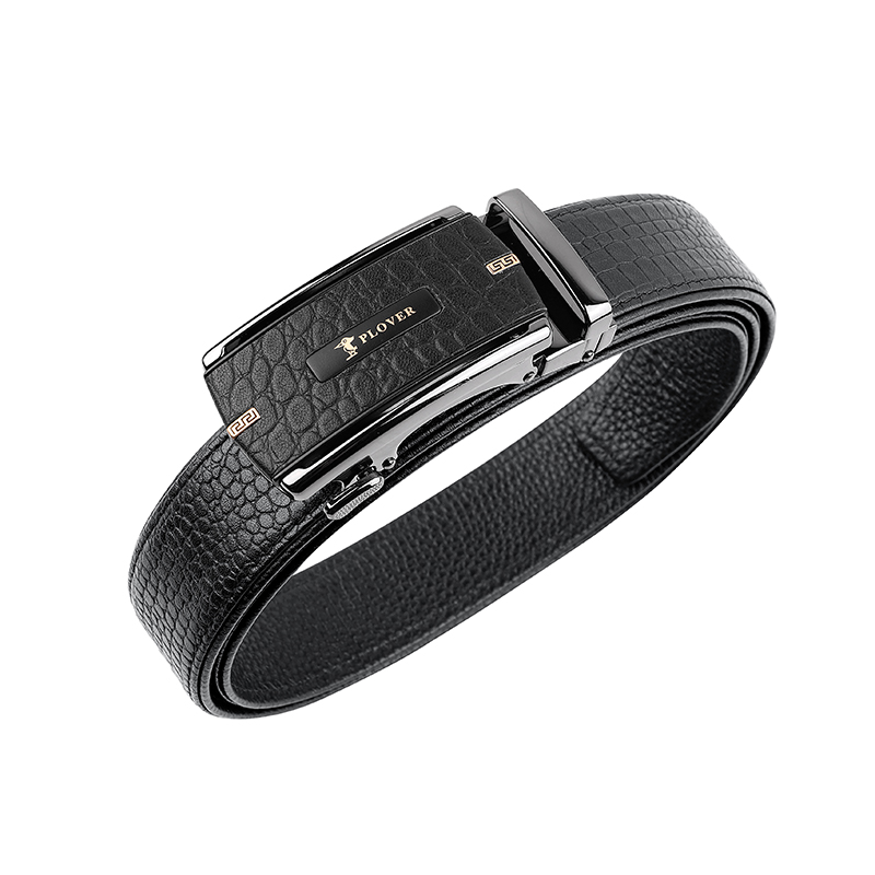 "PLOVER香港啄木鸟高端 头层牛皮蜥蜴纹皮带GD00006-DA-G1（单位：个）" 黑色