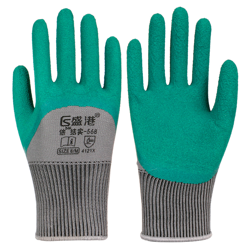 盛港 劳保手套 轮胎橡胶浸胶皱纹挂胶半挂胶皮防滑耐磨劳防工地工作防护手套12付 L568（单位：付） 绮境森林