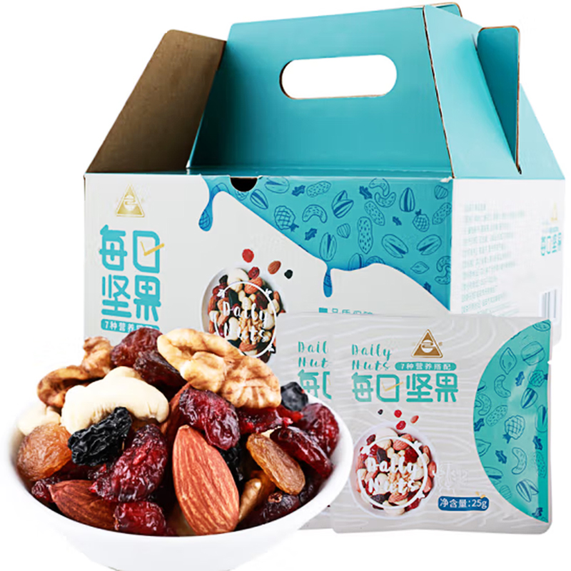 川珍 每日坚果 7种营养搭配 750g（25g*30袋） 混色（单位：盒）