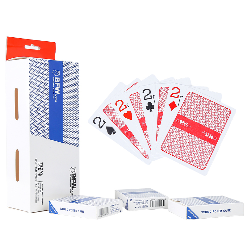 妙记德州扑克牌塑料扑克牌防水磨砂PVC大字扑克【红蓝12副装】MJ8377 单位：副 红色