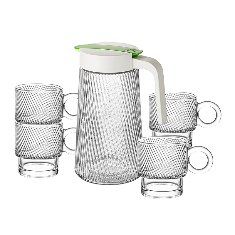 乐唯诗乐雅水具把杯五件套壶1200ml*1+杯300ml*4 单位：套  颜色透明 透明