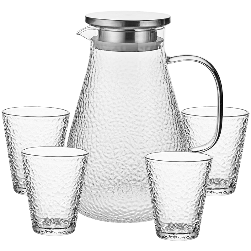 乐唯诗乐欣高硼水具五件套壶1800ml*1只+杯220ml*4只单位：套 本白色