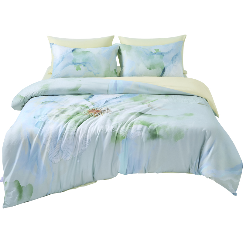 唯我奈特绵双层针织A类防螨床上四件套纯棉100%【醉春烟四件套】   200*230cm