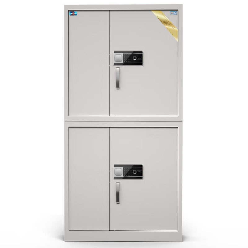 虎牌1850型指纹密码锁保密柜  分体双节钢制办公文件柜 单位：台 灰色