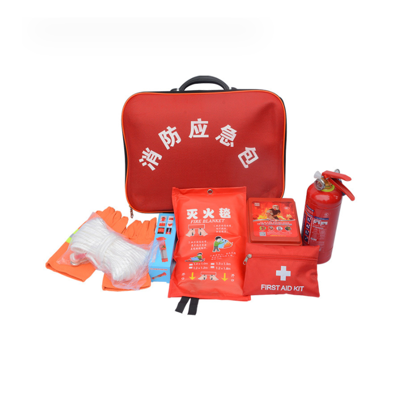 信霆 消防应急套装 消防应急包八件套（灭火毯+逃生面具+安全绳+强光手电+急救包+手套+一公斤灭火器 红色