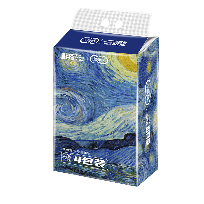 洁柔 星月夜油画系列 抽纸面巾纸（MYJ软抽系列）4包装TR038802A（单位：提）  
