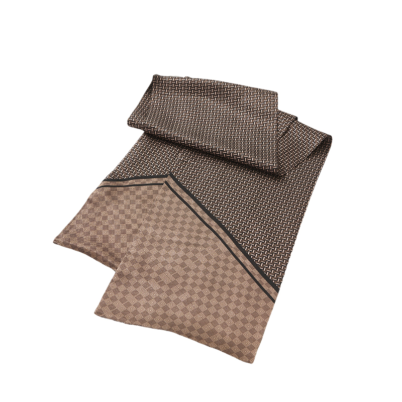 恒源祥男士商务双层真丝长巾HYX003SJ（单位：条）150*22cm 驼褐