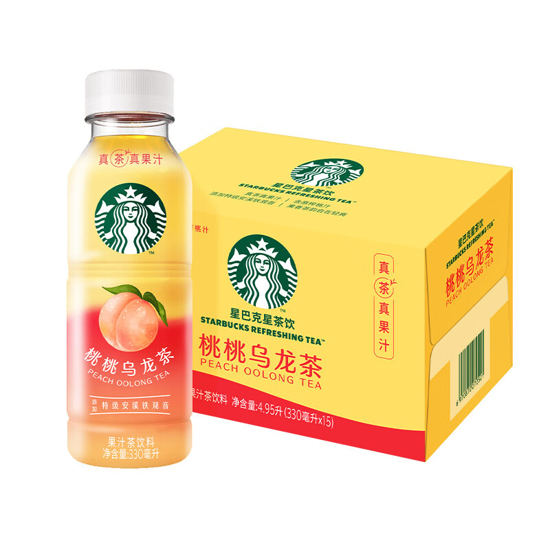 星巴克（Starbucks）星茶饮 桃桃乌龙茶330ml*15瓶装 香槟黄 330ml*15瓶装