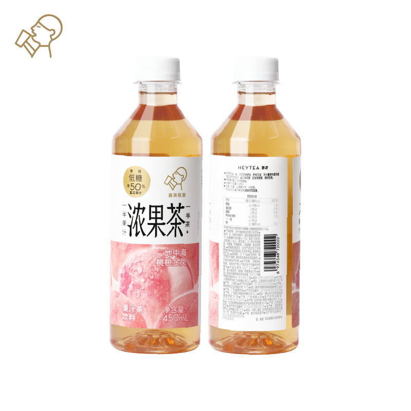 喜茶地中海桃桃金凤果汁茶饮料450ML*15瓶 粉色 450ML*15瓶