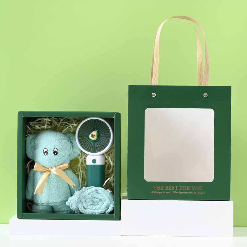 UOMI精梳绒毛巾方巾电扇组合套装--优小花-C 混色