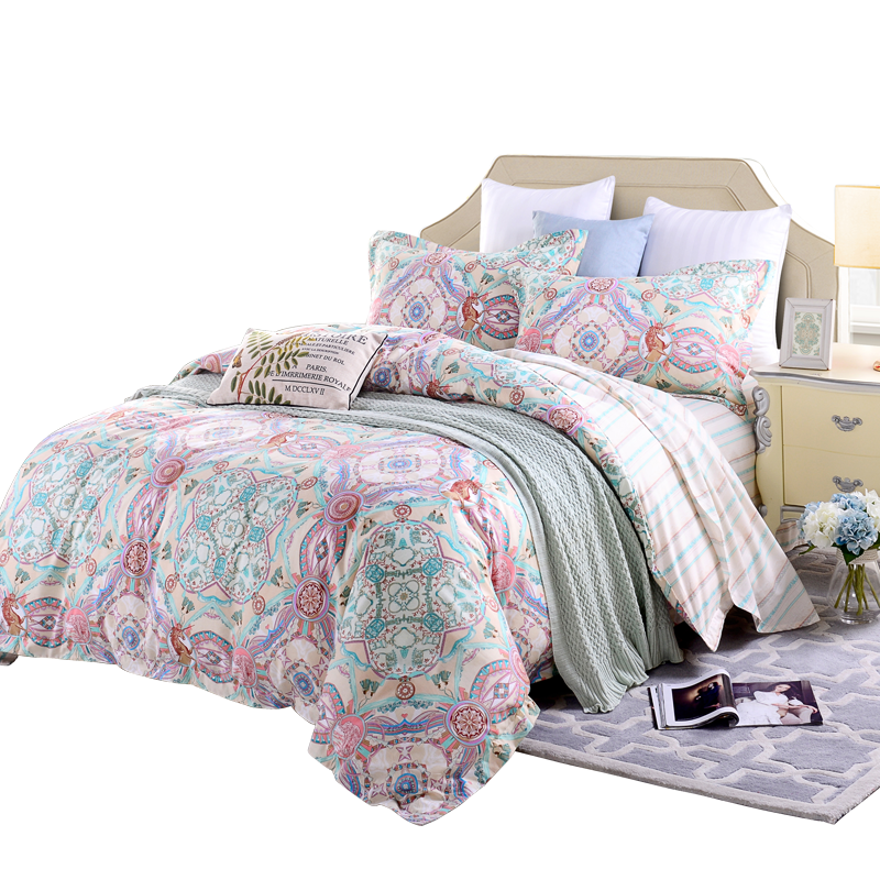 富安娜 床单四件套 北欧假期 203*229cm 粉色（单位：套）