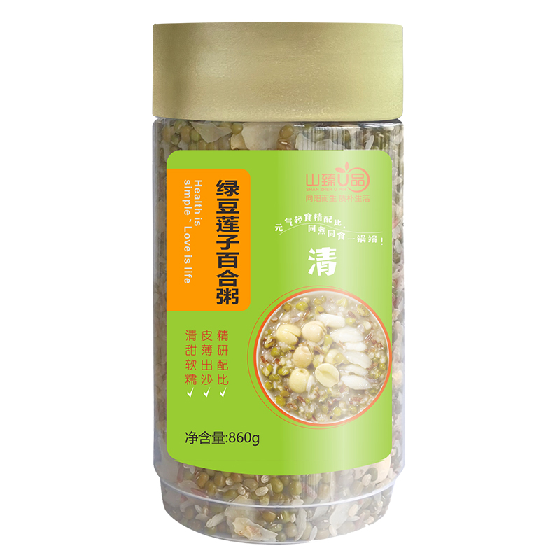 山臻U品绿豆莲子百合粥860g杂粮 /罐