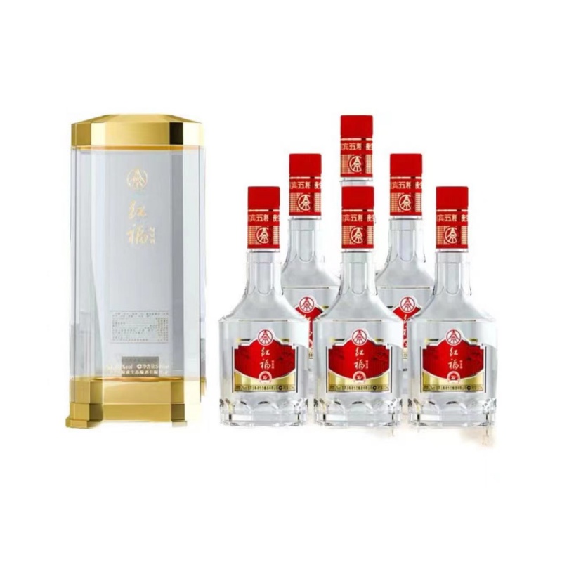 五粮液生态红福绿豆酒熊猫桶 52度浓香型白酒 500ML*6瓶整箱装 枫叶色