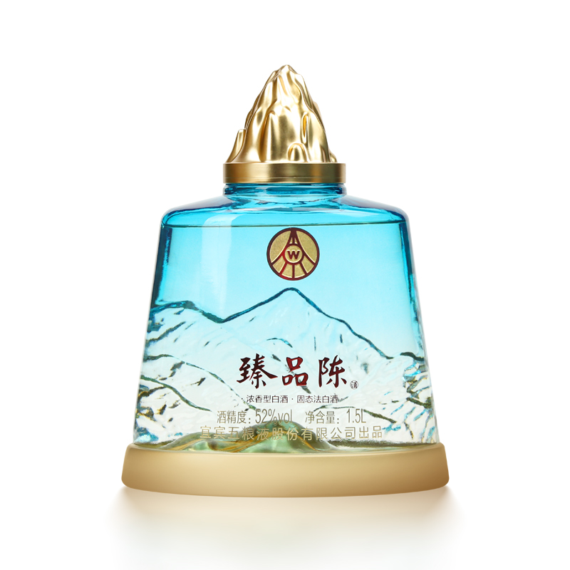 五粮液股份出品 浓香型白酒 52度 送礼佳品 52度 1.5L 1坛 臻品陈酒 藏品 水蓝色