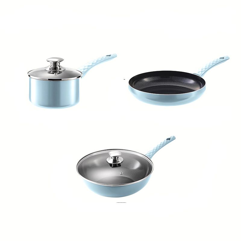 欧美达 蓝钻陶瓷不粘锅三件套 LZC-3（套） 极光色