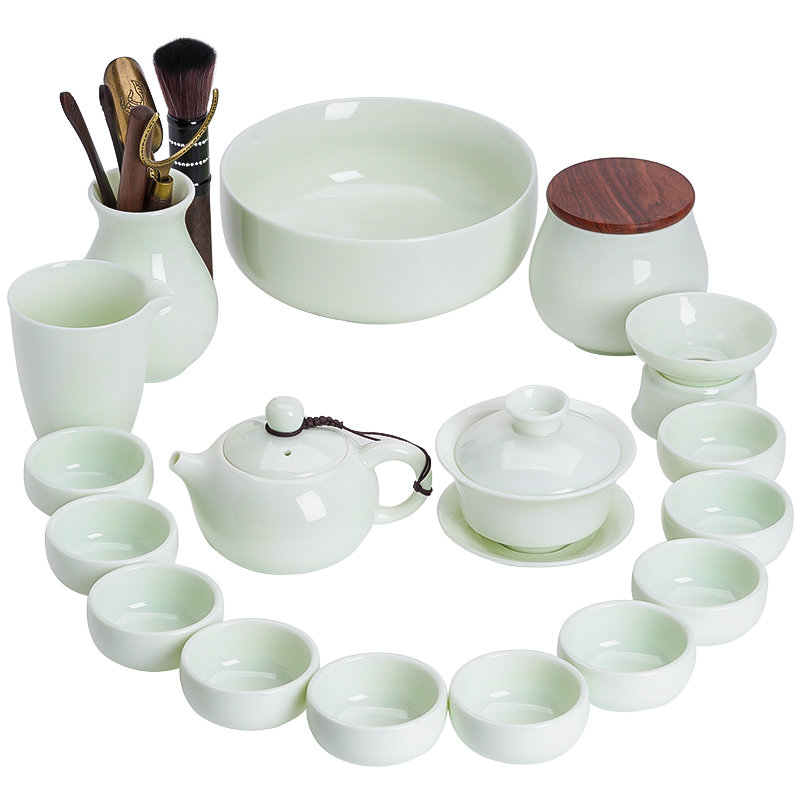 苏氏陶瓷（SUSHI CERAMICS）J0470茶具套装翡翠玉瓷茶具大套组（单位：套） 松石绿