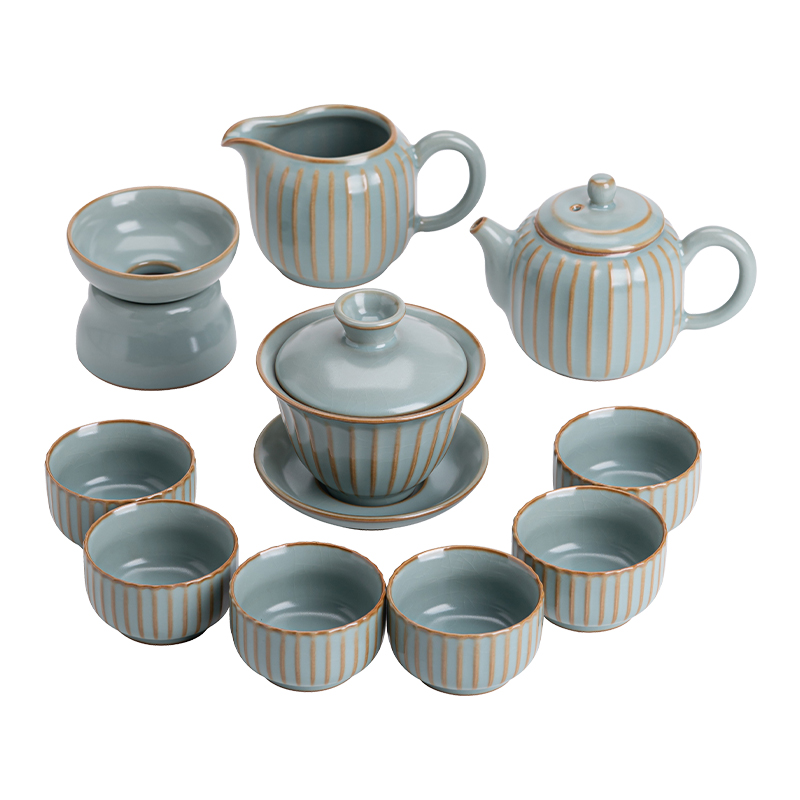 苏氏陶瓷（SUSHI CERAMICS）J0902茶具套装水木年华10头礼盒装（单位：套） 豆绿色