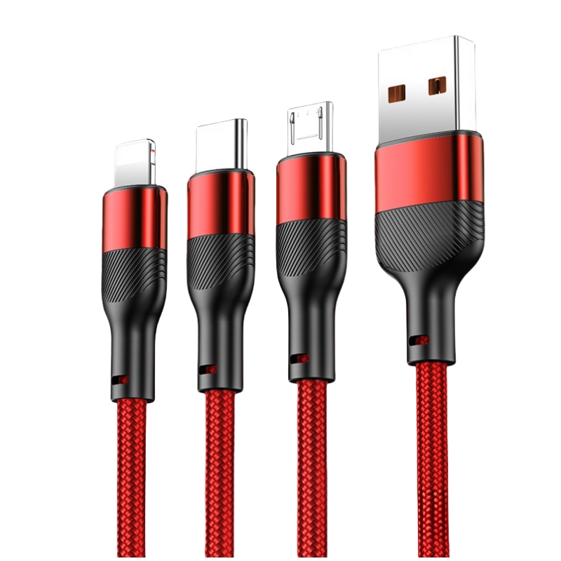 MiNEJONi一拖三数据线S08（单位：条） 红色