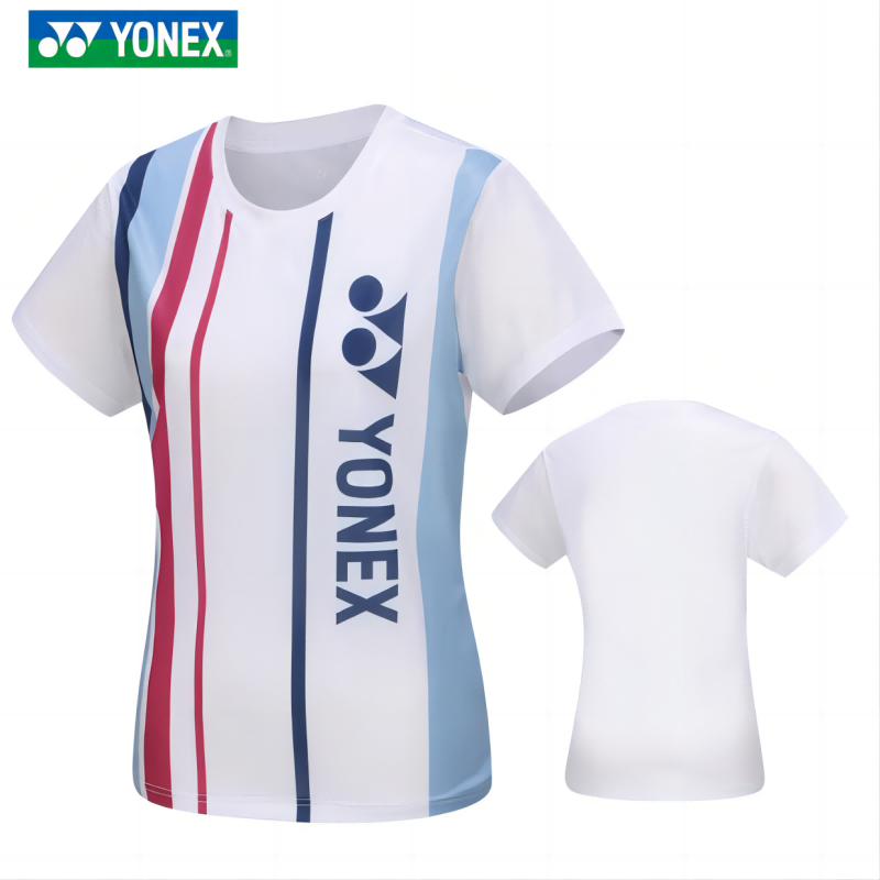 2024新品尤尼克斯羽毛球服女款yy运动短袖速干透气训练服 215084BCR（女）白单位：件 白色