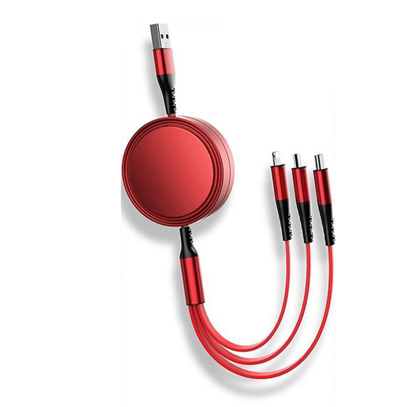 MiNEJONi伸缩一拖三数据线S12（单位：条） 红色