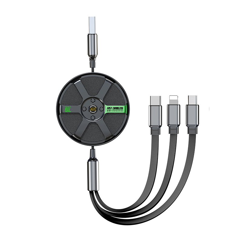MiNEJONi一拖三收纳车载数据线S17（单位：条） 黑色