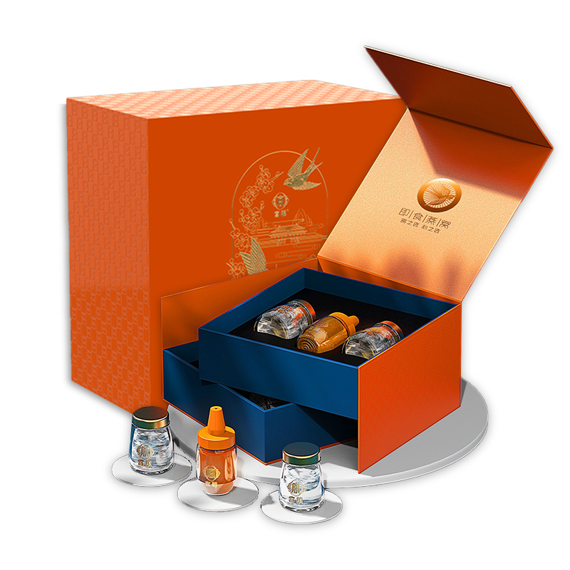 宫粮 即食燕窝营养品长辈礼品礼盒装70ml*6瓶固形物含量30% 灰橙色