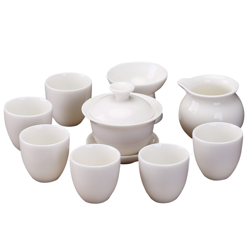 MULTIPOTENT元青 YQ-DP-ZTCJ-201809-01茶具套装白瓷盖碗罗汉杯9头 白色