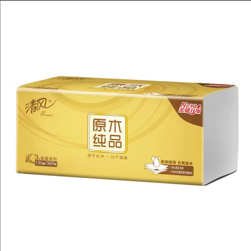 【清风抽纸】清风抽取式面巾纸金装 亲肤无刺激 卫生纸 纸巾 餐巾纸 提装AR33MJK（单位：2提） 白色